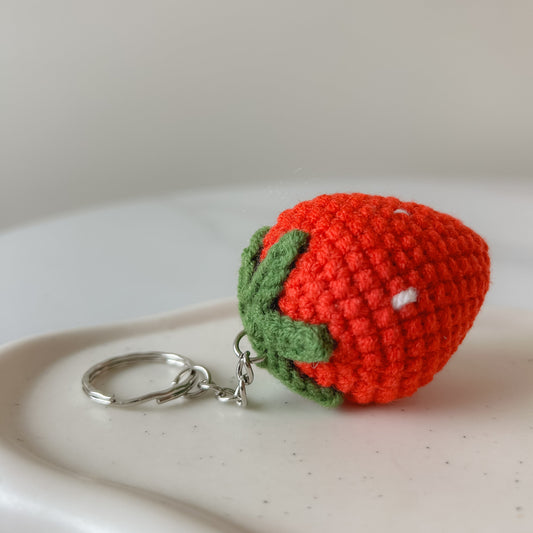 Strawberry Crochet Keychain