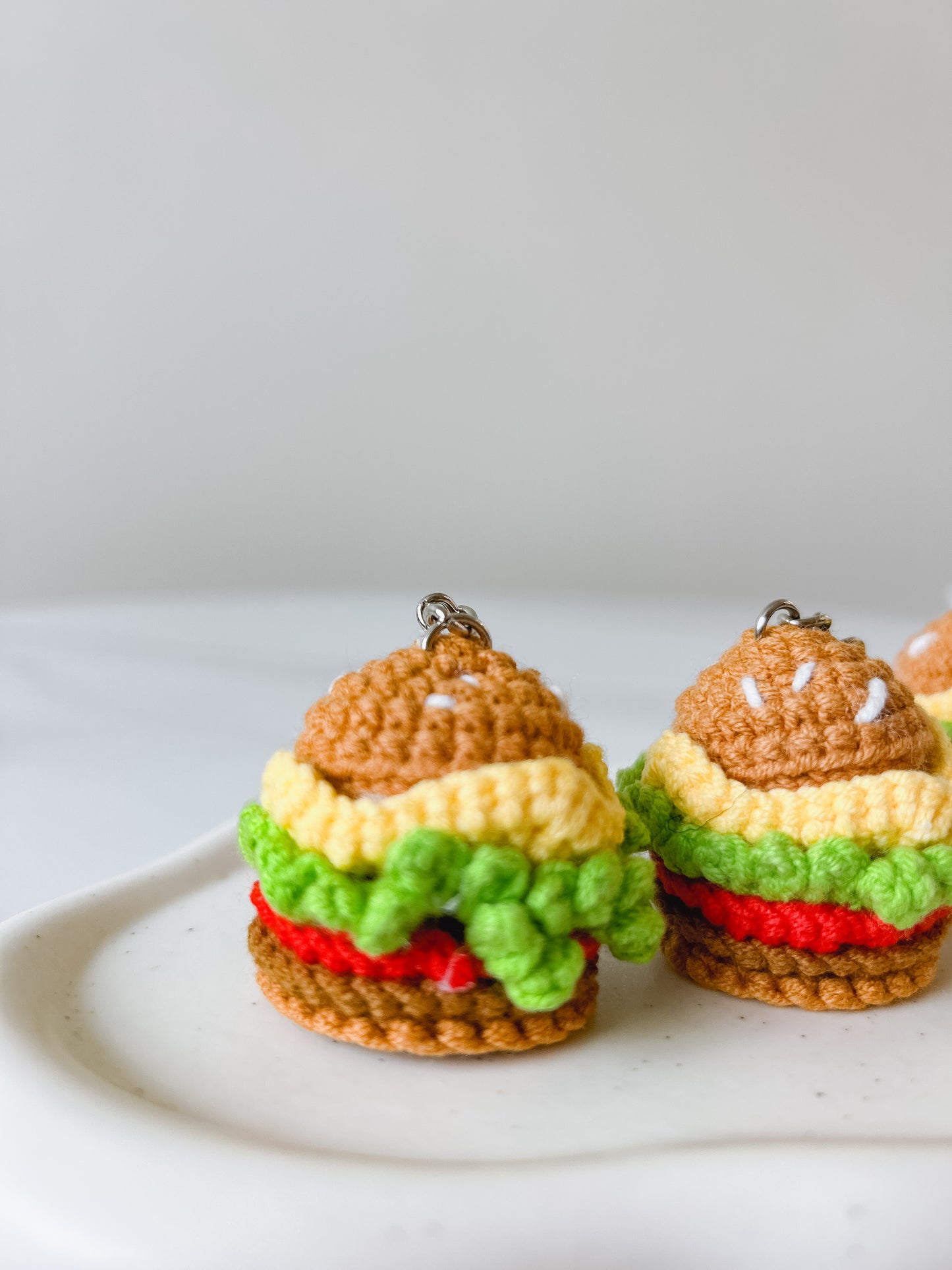 Mini Burger Crochet Keychain