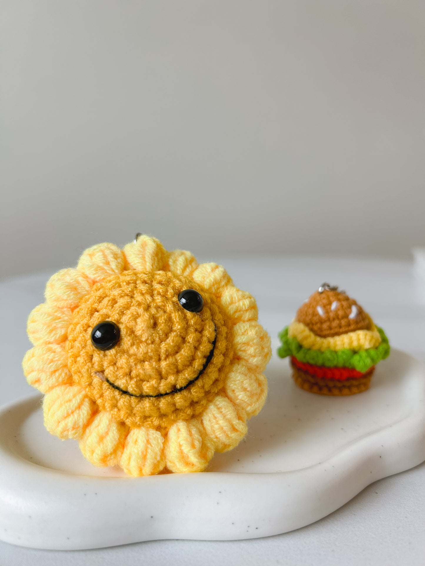 Smiley Flower Crochet Keychain