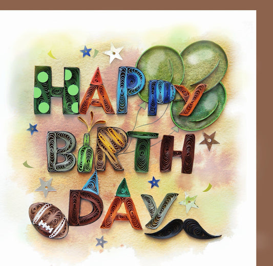 Happy Birthday Mustache - Quilling card