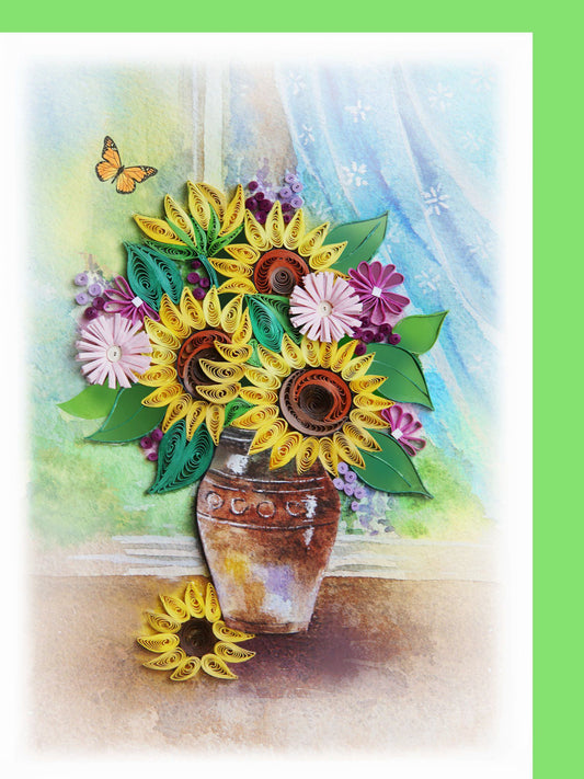 Sunflower Vase - Quilling card