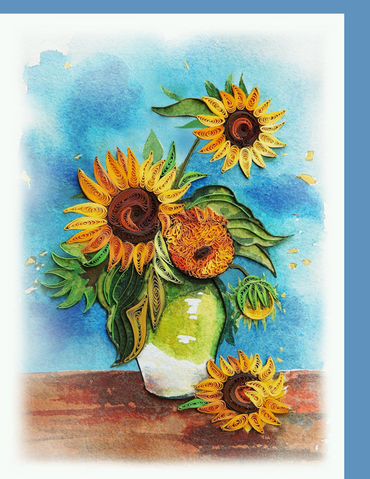 Sunflower Green Vase - Quilling card