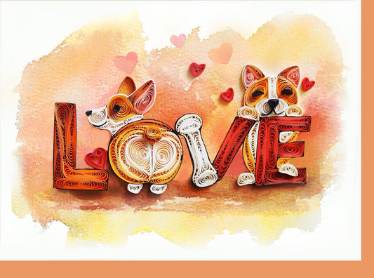 Love Corgi - Quilling card