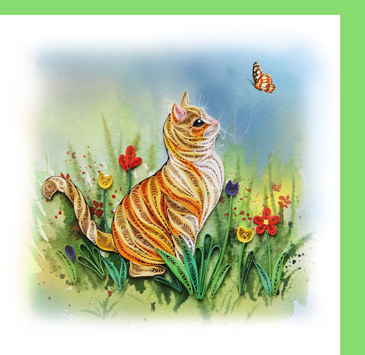 Cat And Butterfly Quilling Card