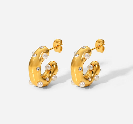 Pearl Hoops Earring