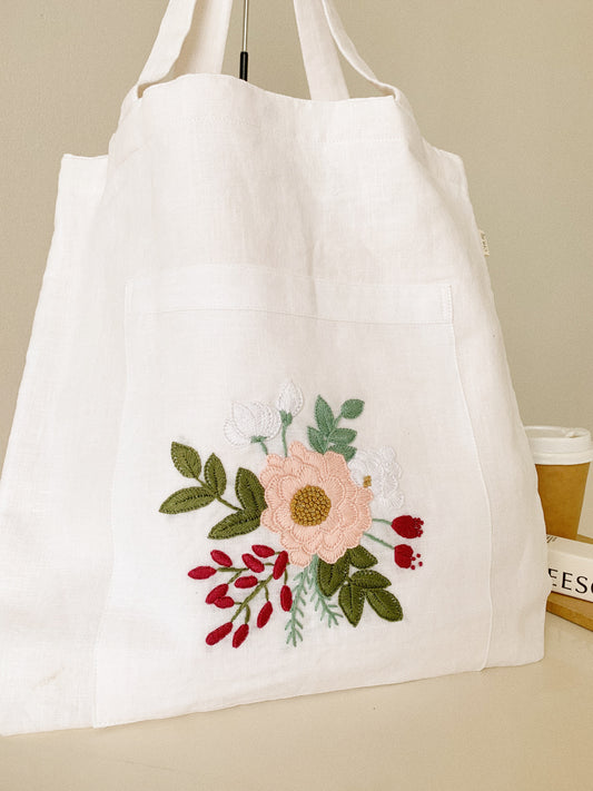 Rose Bouquet Linen canvas Tote Bag
