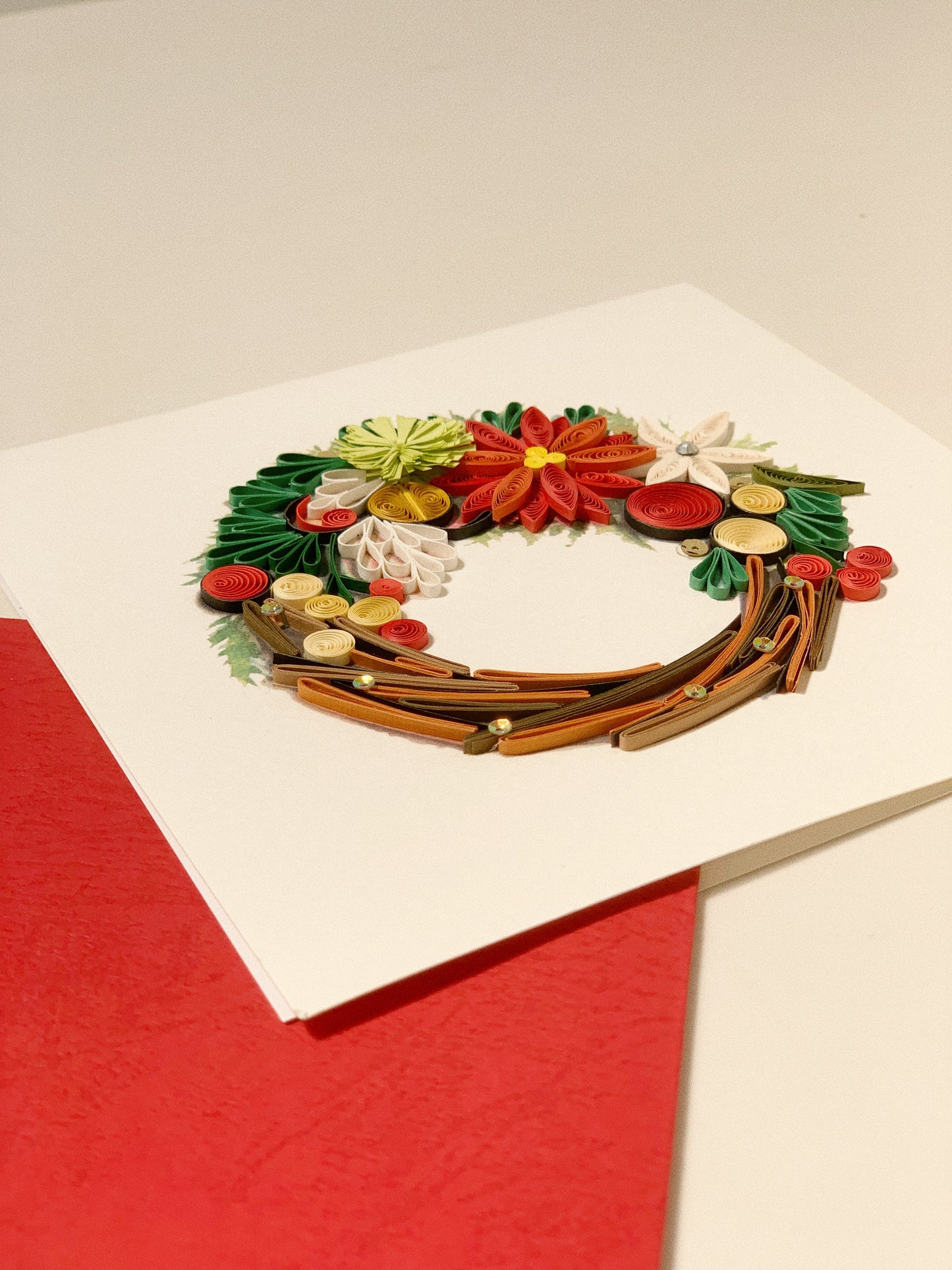Poinsettia Wreath Quilling Card