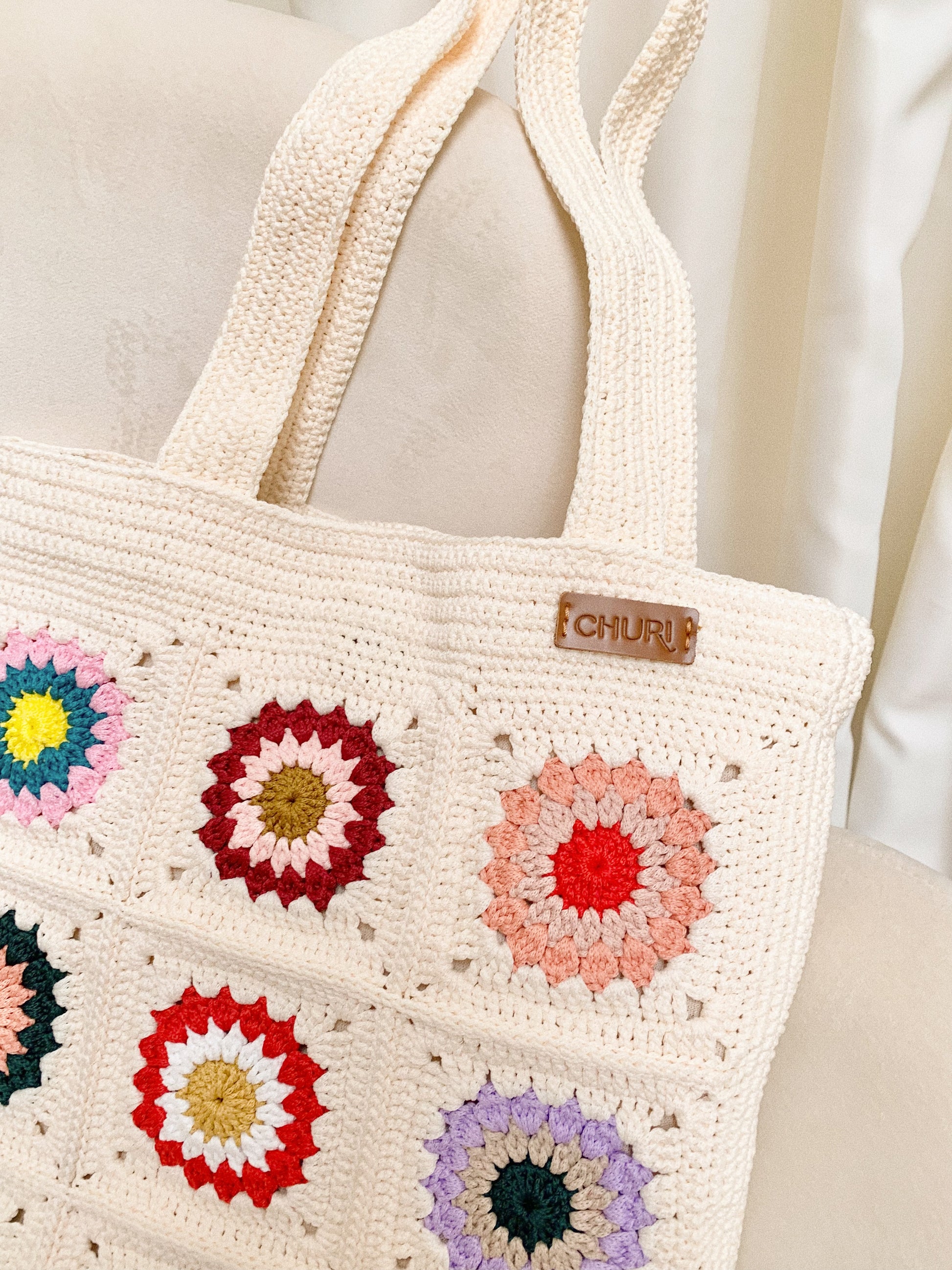 70's inspired design - Crochet Tote Bag
