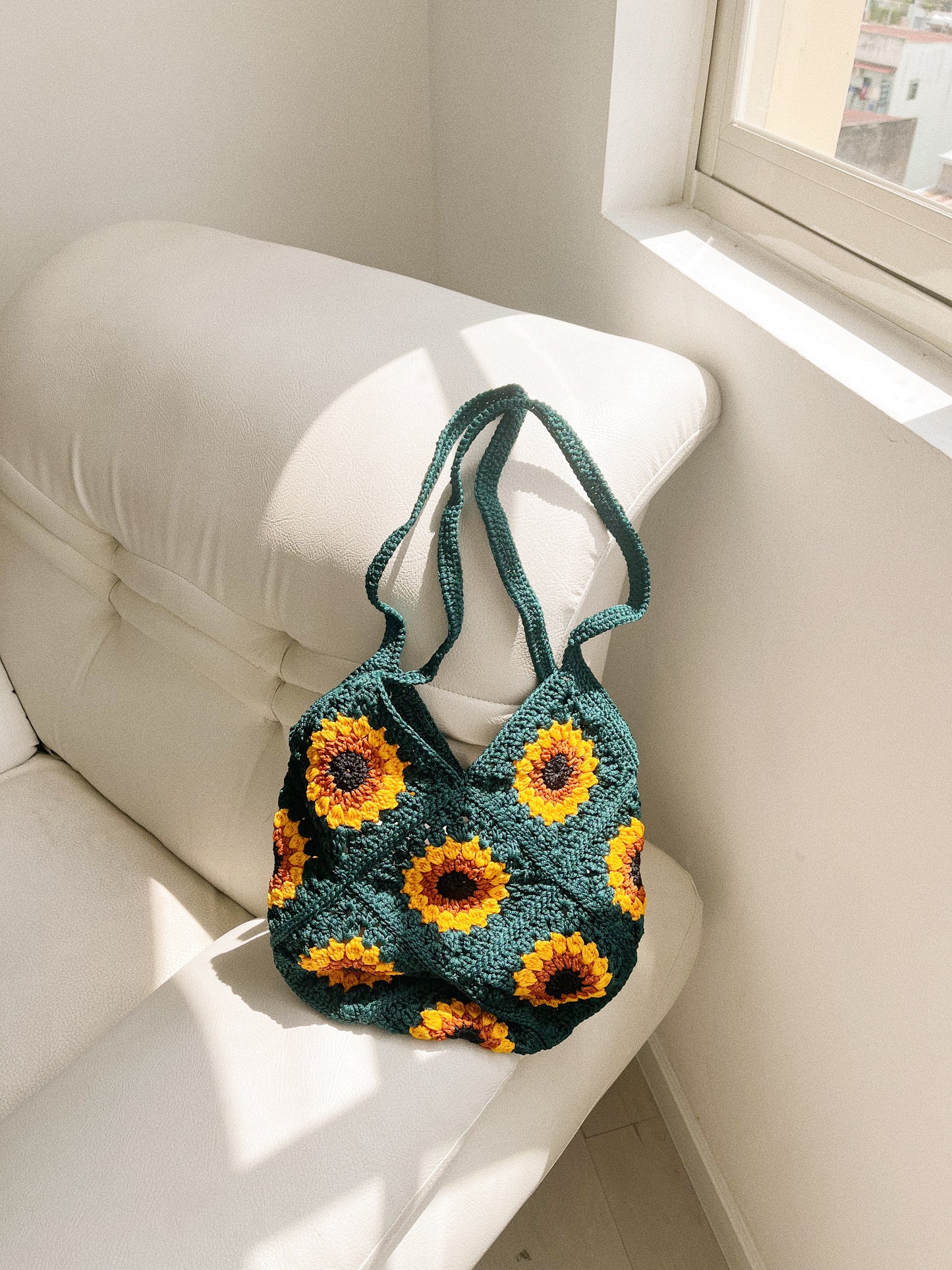 Sunflower Crochet tote Bag