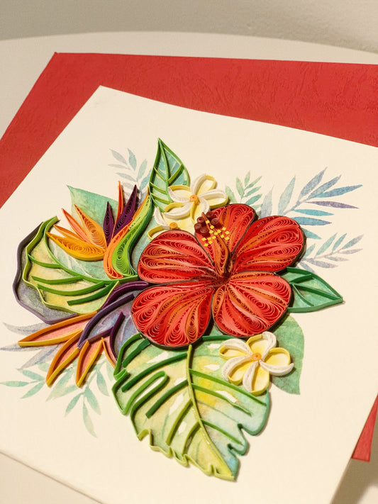 Hawaiian Hibiscus Quilling Card