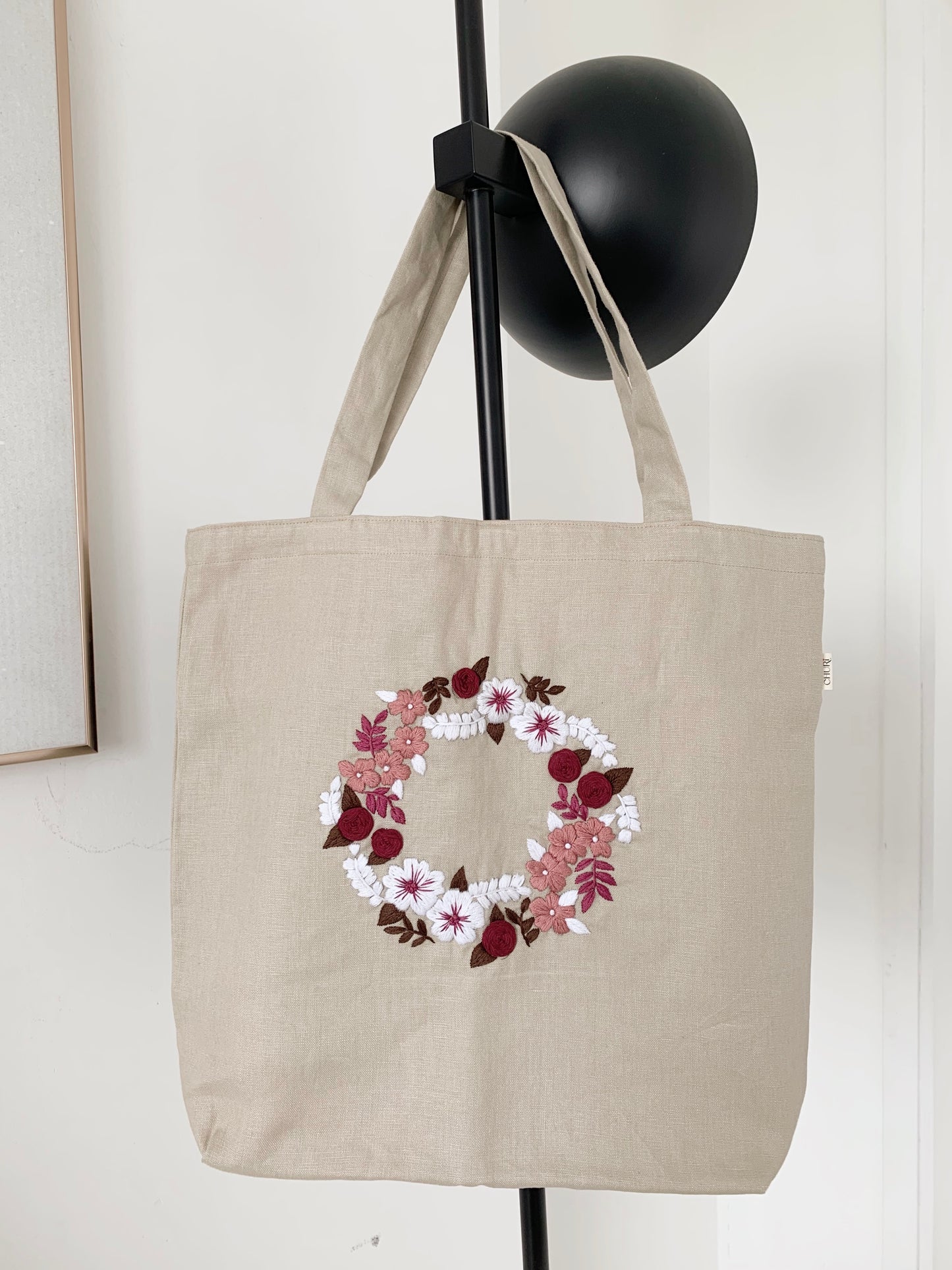Heart Floral Bouquet Linen canvas Tote Bag