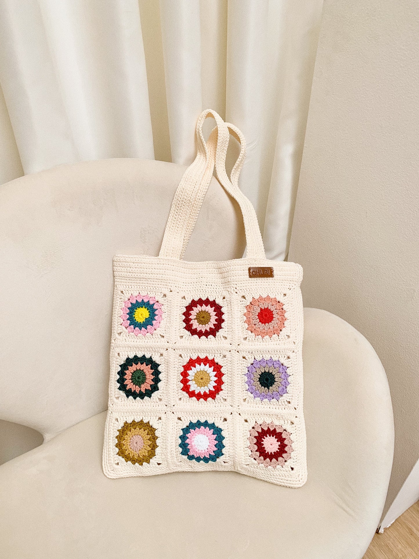 70's inspired design - Crochet Tote Bag