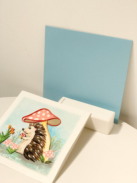 Hedgehog & Mushrooms Quilling Card